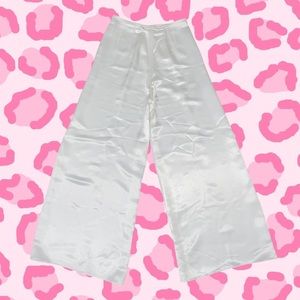 High Waist Wide Leg Satin Pants